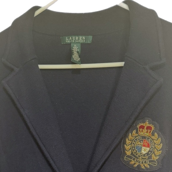Vintage 90s Lauren Ralph Lauren Navy Crest Blazer - Picture 3 of 10